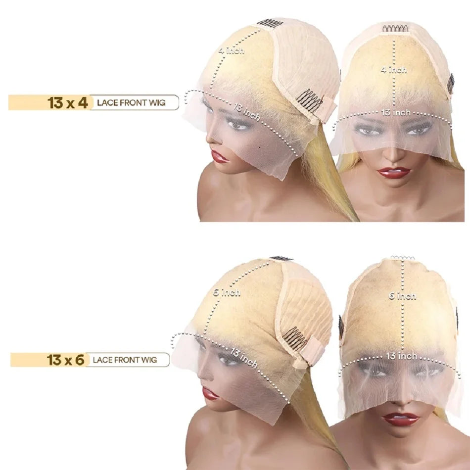 13x6 HD Transparent 613 Blonde Color Lace Frontal Human Hair Wigs