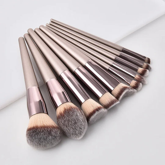 Hot Champagne Makeup Brushes Set for Women Cosmetic