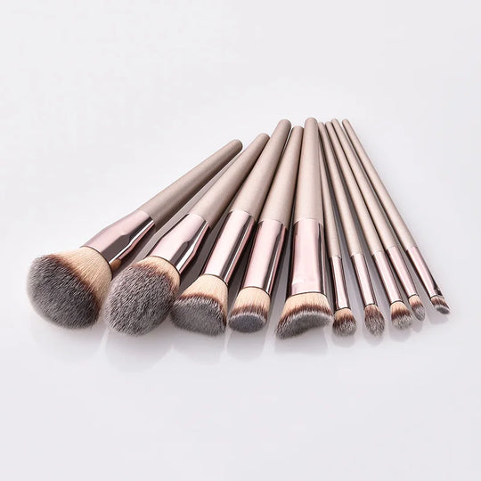 Hot Champagne Makeup Brushes Set for Women Cosmetic