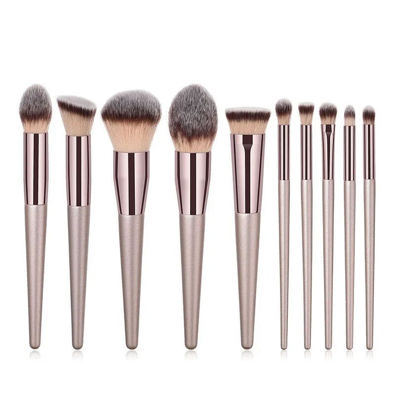 Hot Champagne Makeup Brushes Set for Women Cosmetic