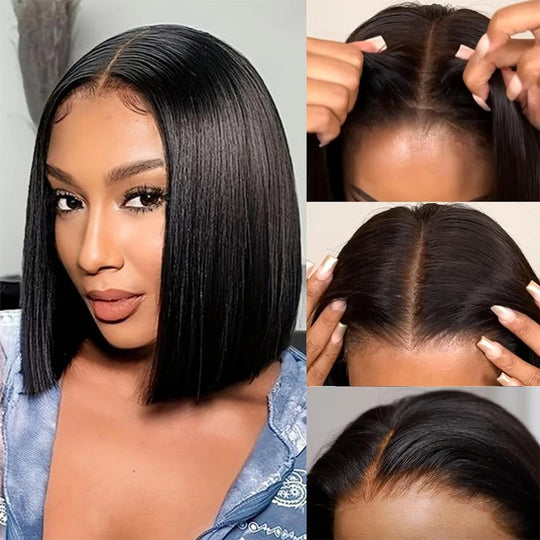 12A Ready To Go Bone Straight Bob Wig Lace Frontal 100% Human Hair Wig