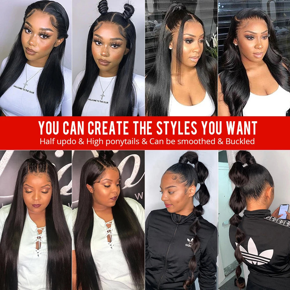 Human Hair 13x6 Lace Frontal Wig Brazilian Straight 13x4 Lace