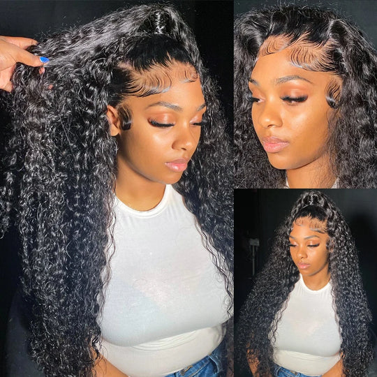 13x4 13x6 HD Deep Wave Lace Frontal Wig Human Hair 36inch Water Wave