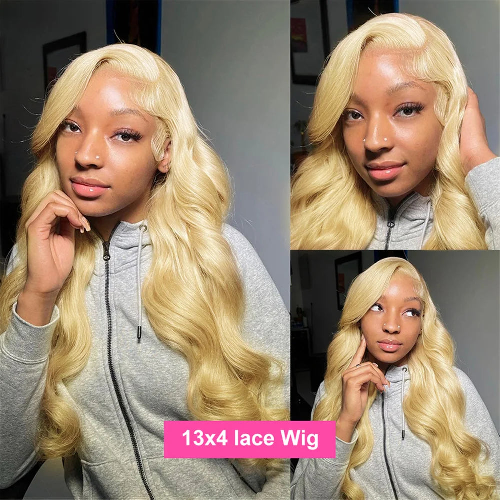 Finros 613 Honey Blonde Body Wave 13x6 HD Transparent Lace Front Human Hair Wigs