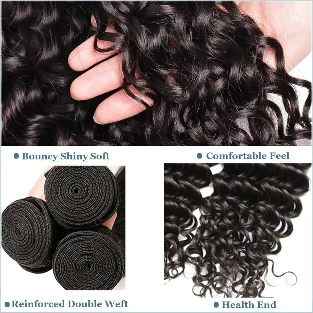 Deep Wave Bundles Human Hair #1B Brazilian Human