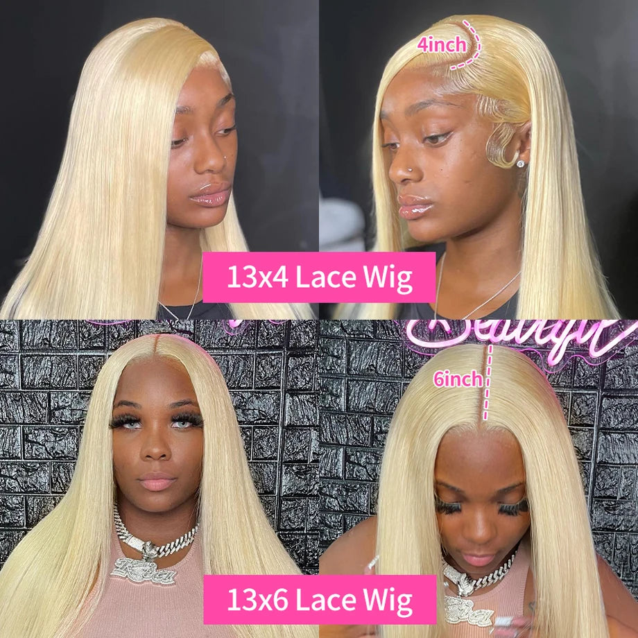 13x6 HD Transparent 613 Blonde Color Lace Frontal Human Hair Wigs