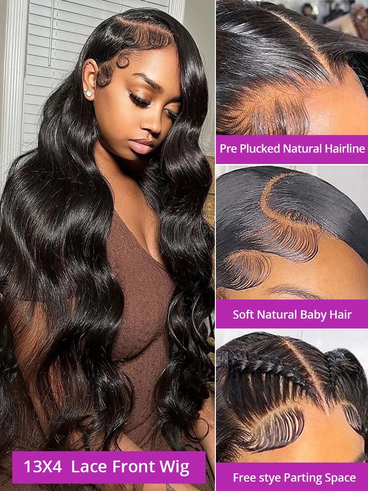 30 40 Inch Body Wave 13x6 HD Lace Frontal Wig Human Hair