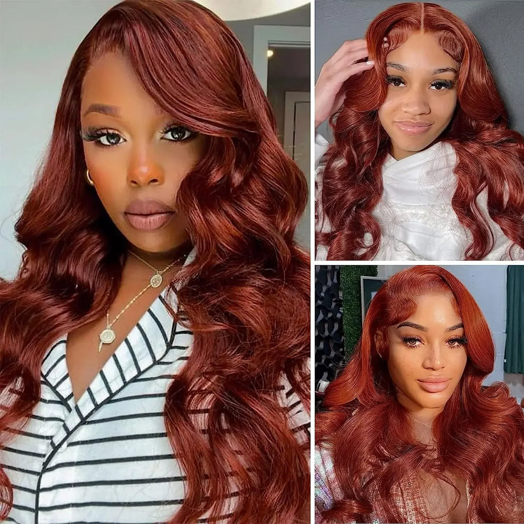 Reddish Brown 30 Inch Body Wave 13x6 Lace Front Wig Colored