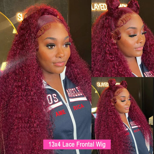 Water Wave Burgundy 13x6 Hd Lace Frontal Human Hair Wigs For Women