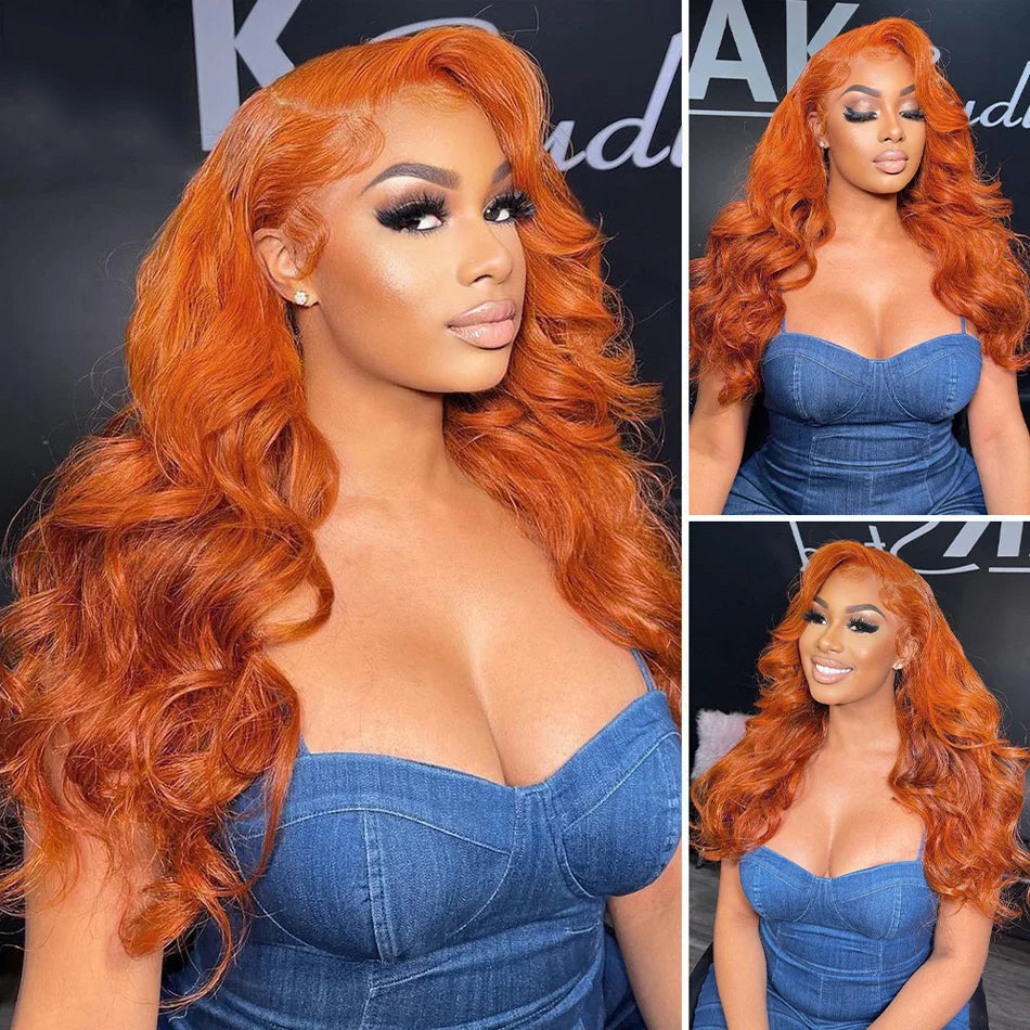 Wiggogo Orange Ginger Lace Front Wig Body Wave Hd Lace Wig