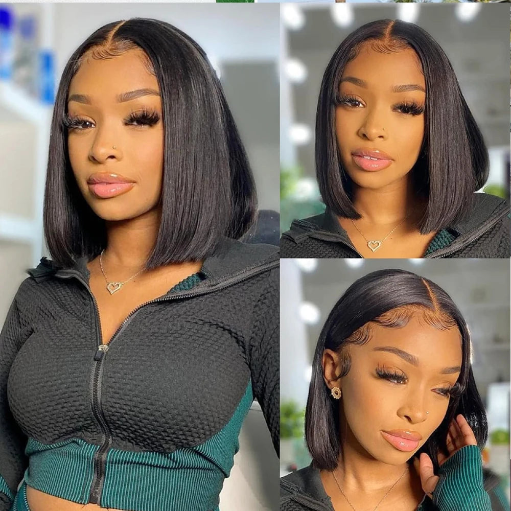 Human Hair 100% Straight Lace Frontal Wig Glueless  Human Hair