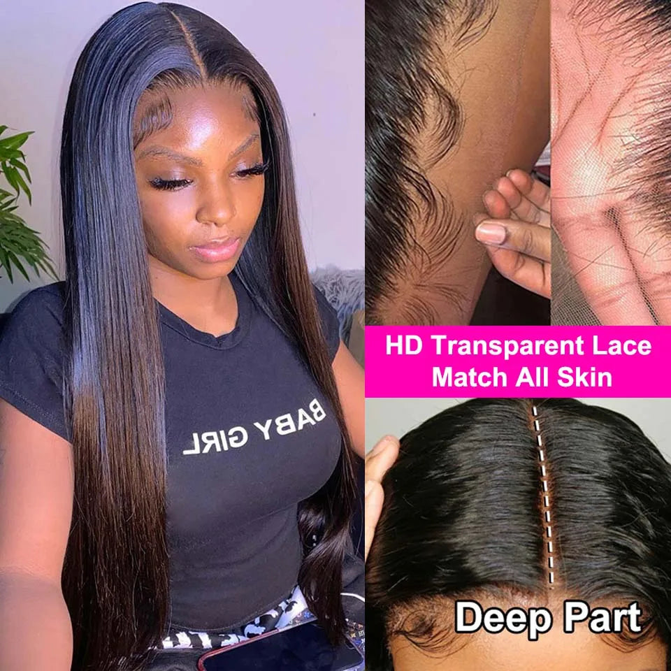 40 Inch HD Lace Wig 13x6 Human Hair Straight Frontal Wig Human