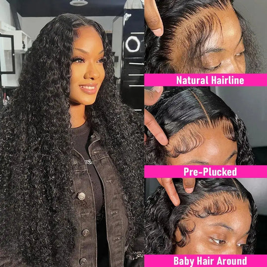 13x4 13x6 HD Deep Wave Lace Frontal Wig Human Hair 36inch Water Wave