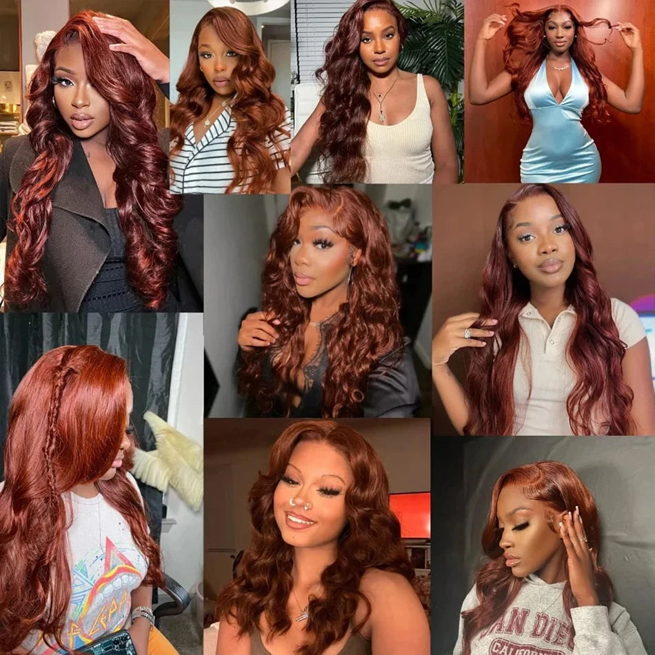 Reddish Brown 30 Inch Body Wave 13x6 Lace Front Wig Colored