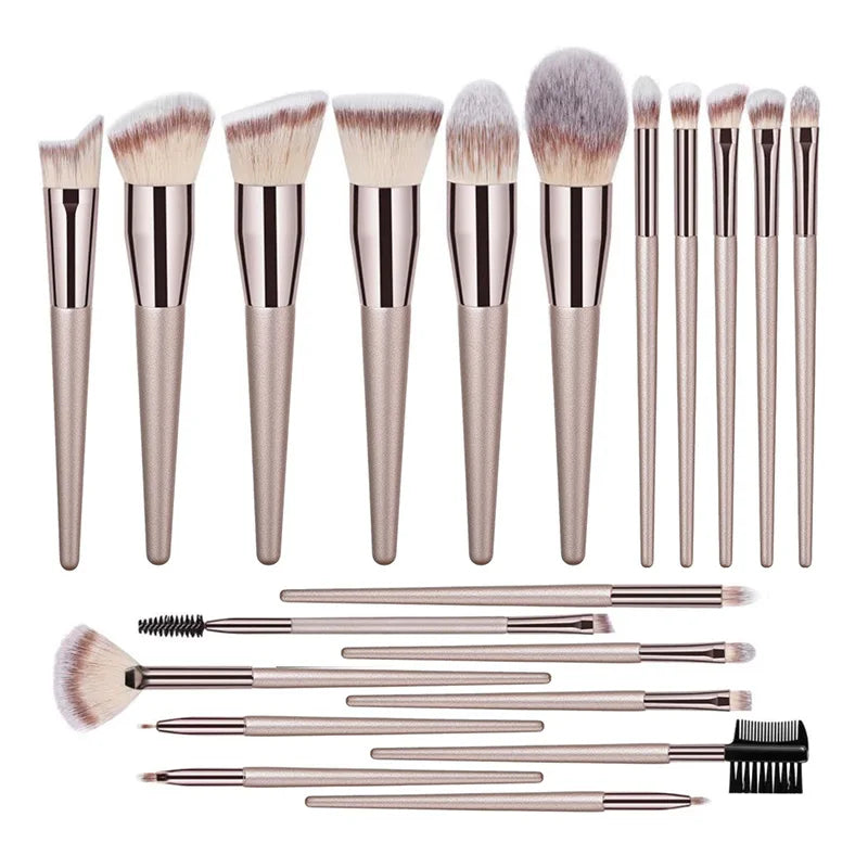 Hot Champagne Makeup Brushes Set for Women Cosmetic