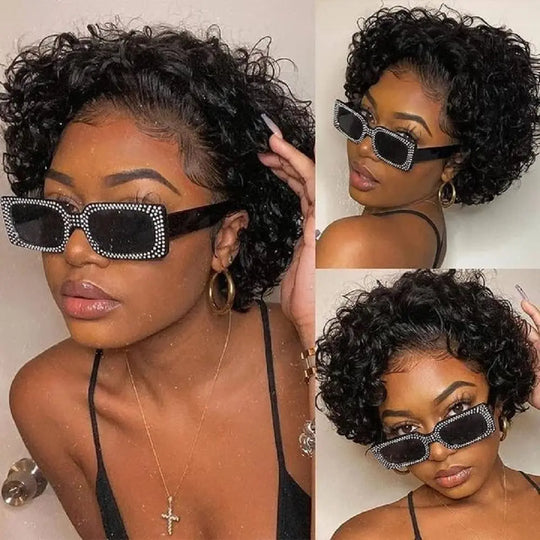 100% Human Hair  Cut Wig Short Bob Human Hair 13x4 Lace Frontal Wig