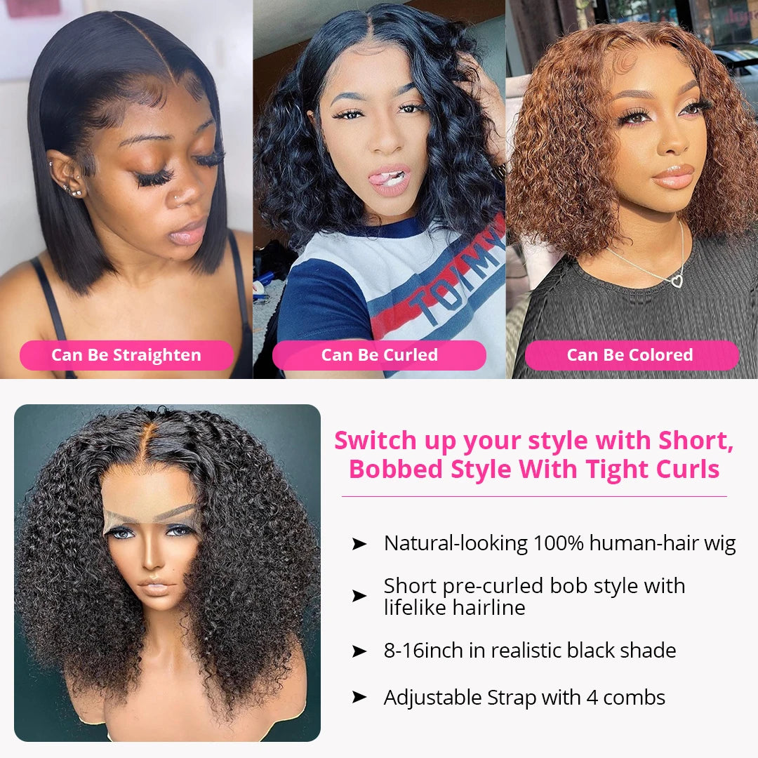 Short Curly Bob Wigs Human Hair Wigs For Women Brazilian