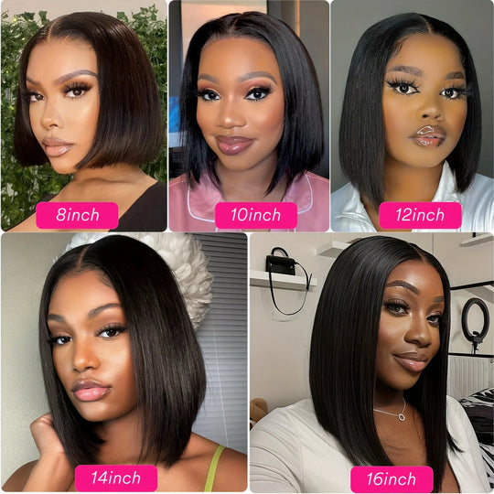 Glueless Bob Wig Human Hair Pre Cut 6X4 Lace Front Wigs