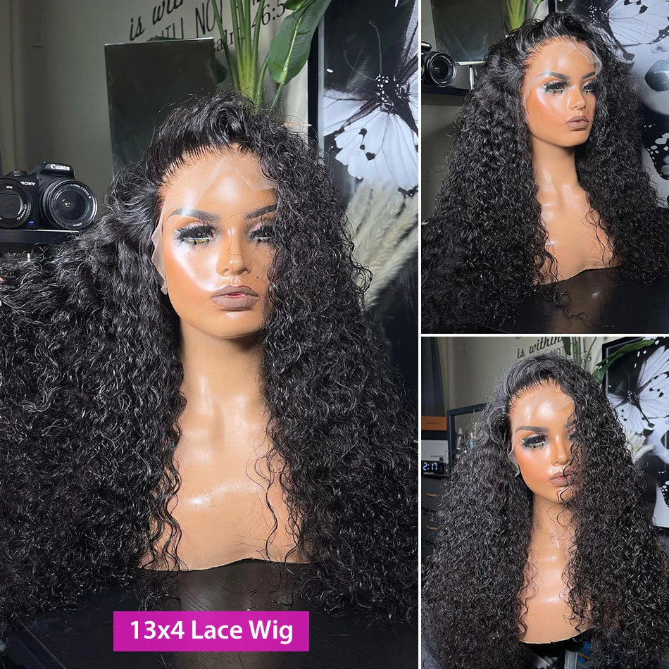 13x4 13x6 HD Deep Wave Lace Frontal Wig Human Hair 36inch Water Wave