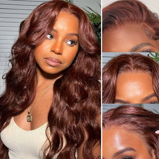 Reddish Brown 30 Inch Body Wave 13x6 Lace Front Wig Colored