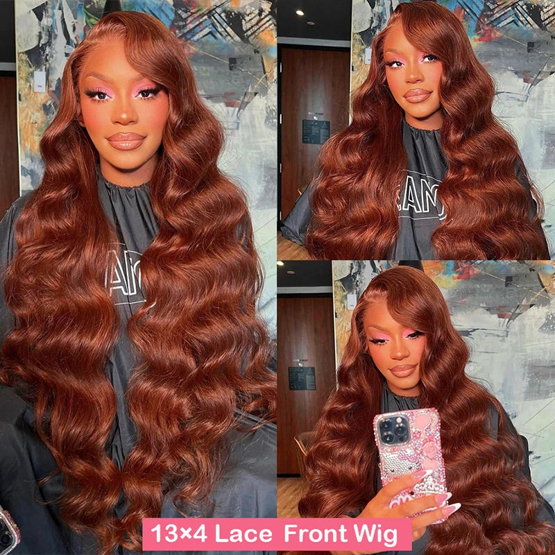 Reddish Brown 13x4 Body Wave Lace Front Human Hair Wig HD