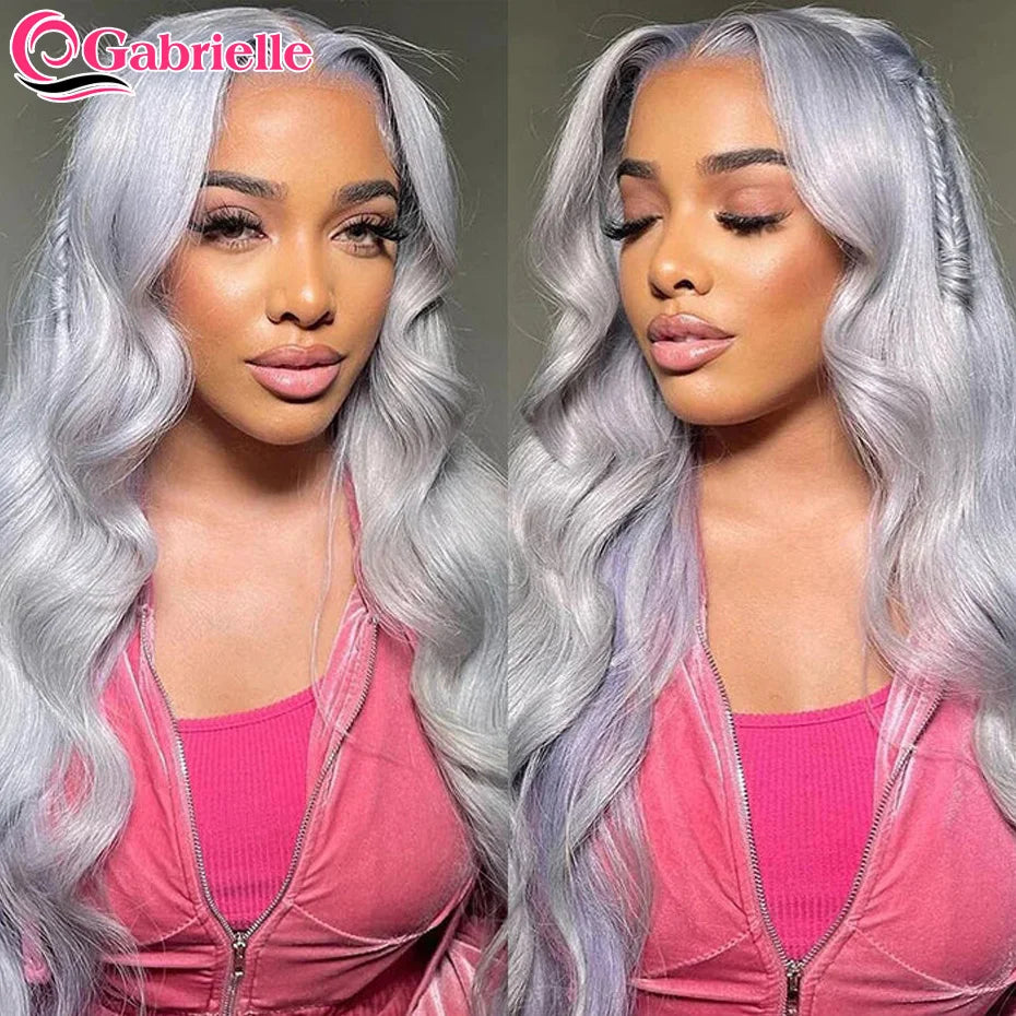 Silver Grey Colored Human Hair Wigs Brazilian Body Wave