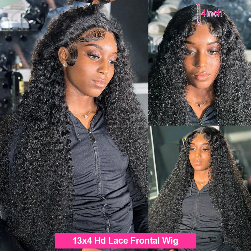 30 40 Inches 13x6 Deep Wave Human Hair Wig 13x4 360 HD Lace Frontal Hair Wig