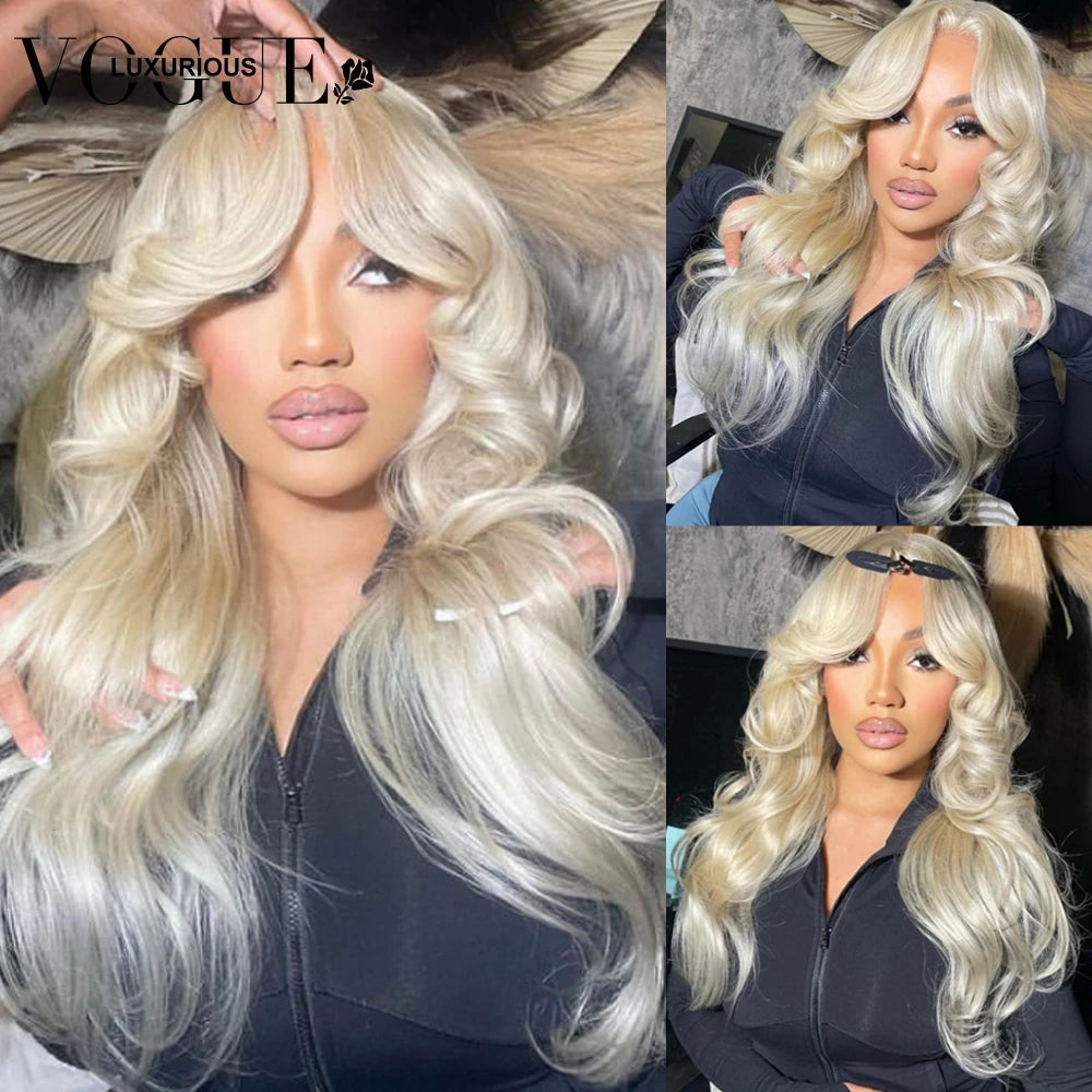 #60 Platinum Colored Brazilian Virgin Human Hair Wigs for Women