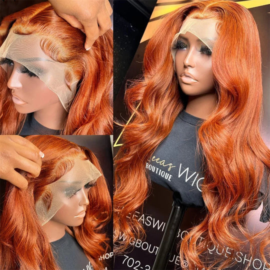 Wiggogo Orange Ginger Lace Front Wig Body Wave Hd Lace Wig