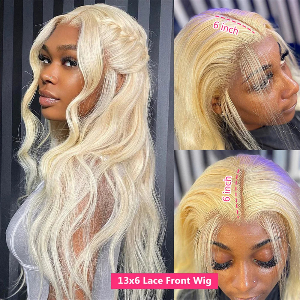 Finros 613 Honey Blonde Body Wave 13x6 HD Transparent Lace Front Human Hair Wigs