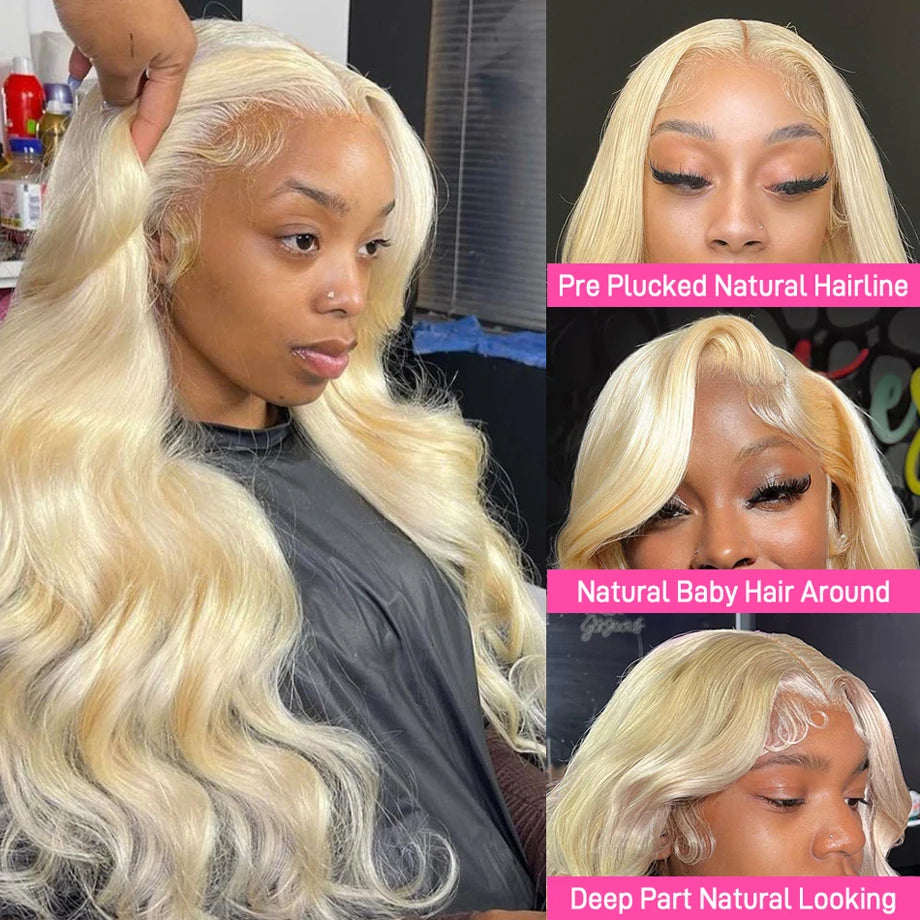 13x4 13x6 HD Transparent 613 Lace Frontal Wig Honey Blonde Color