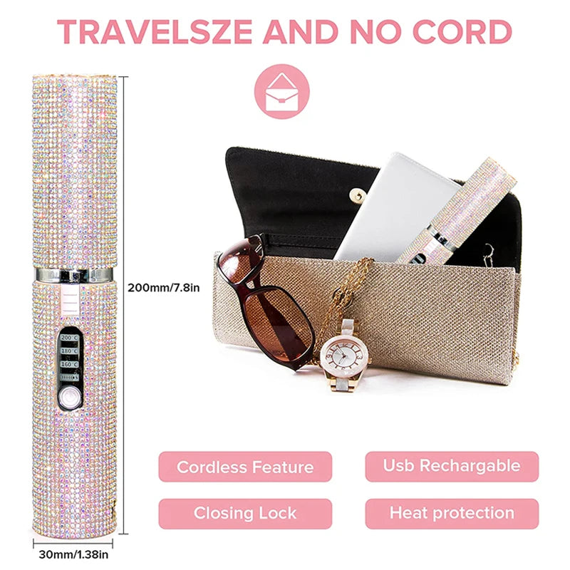 2-IN-1 Electric USB Hair Straightener Curler Fashion Colored Wireless Travel Hair Styler Brush