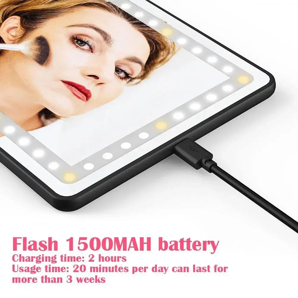 Cosmetic Mirror Rechargeable 3 Modes Makeup  60 Dimmable Clip-on Leds Light