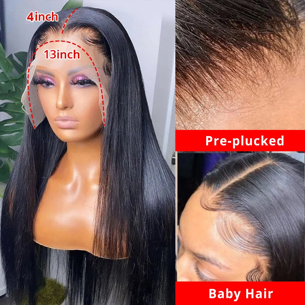 Human Hair 13x6 Lace Frontal Wig Brazilian Straight 13x4 Lace