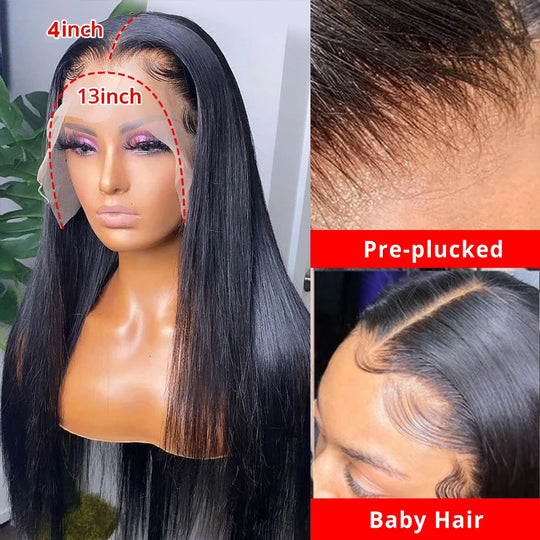 Human Hair 13x6 Lace Frontal Wig Brazilian Straight 13x4 Lace